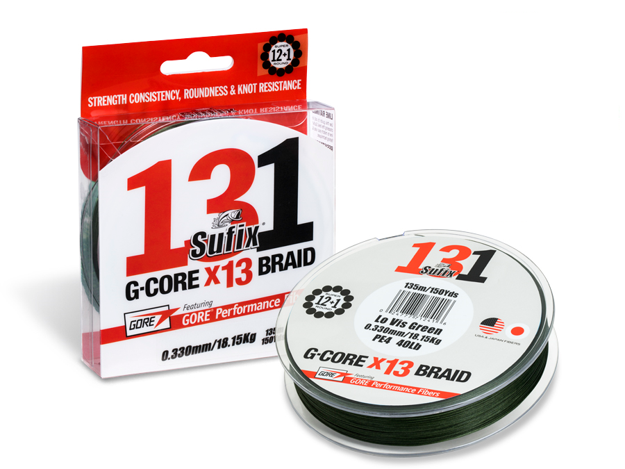 Fio Sufix 131 G-Core X13 Braid - Low vis green - 150MT