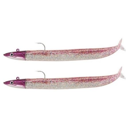 Vinil Fiiish - Crazy Sand Eel 120 - Double Combo - Off Shore 15g – Purple Glitter