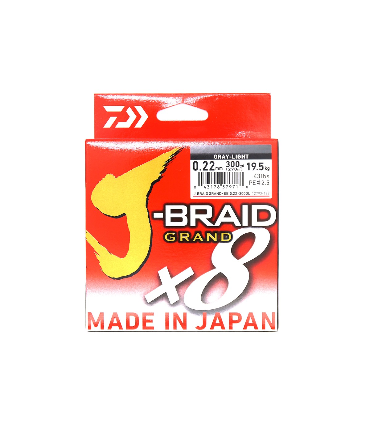 Fio Daiwa  J‑Braid Grand X8 - 300 MT -  Gray‑Light