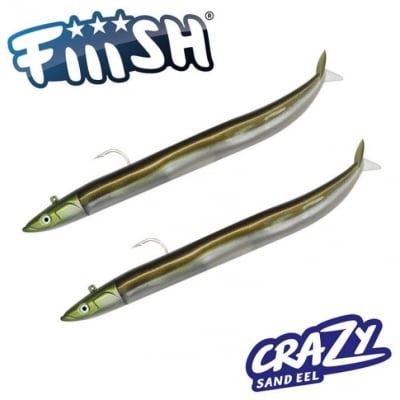 Vinil Fiiish - Crazy Sand Eel 100 - Double Combo - Off Shore 10g - Kaki